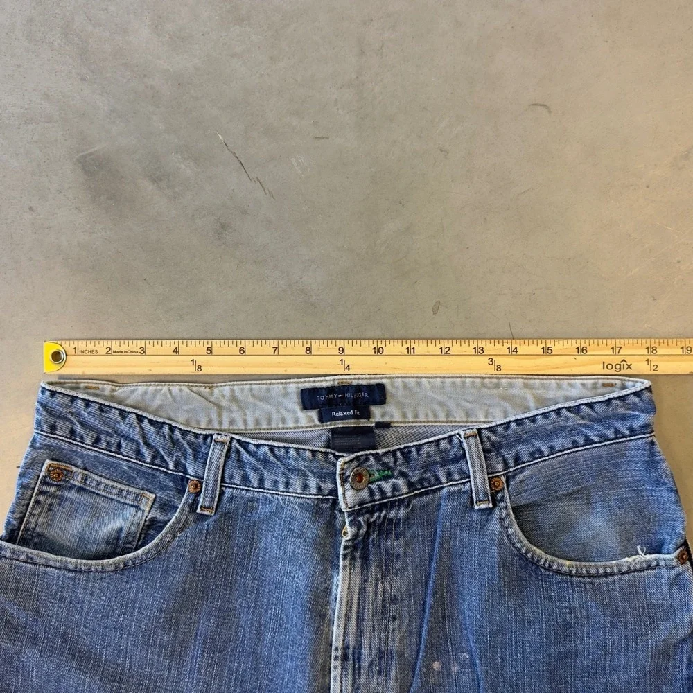 Tommy Hilfiger Mens Relaxed Fit Blue Denim Jeans Straight Leg Casual Workwear